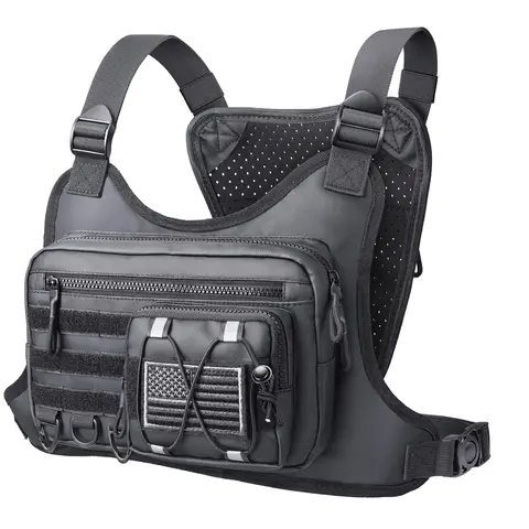 BIGWIG Men's Polyester Tactical Chest Bag with Holster - Fanny Pack, Quick On/Off Buckles, Adjustable Straps, Athletic Jogging Equipment, Men's/Tactical Accessories for Trail Running
