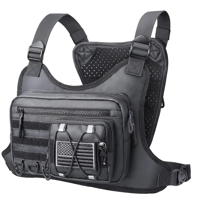 BIGWIG Men's Polyester Tactical Chest Bag with Holster - Fanny Pack, Quick On/Off Buckles, Adjustable Straps, Athletic Jogging Equipment, Men's/Tactical Accessories for Trail Running