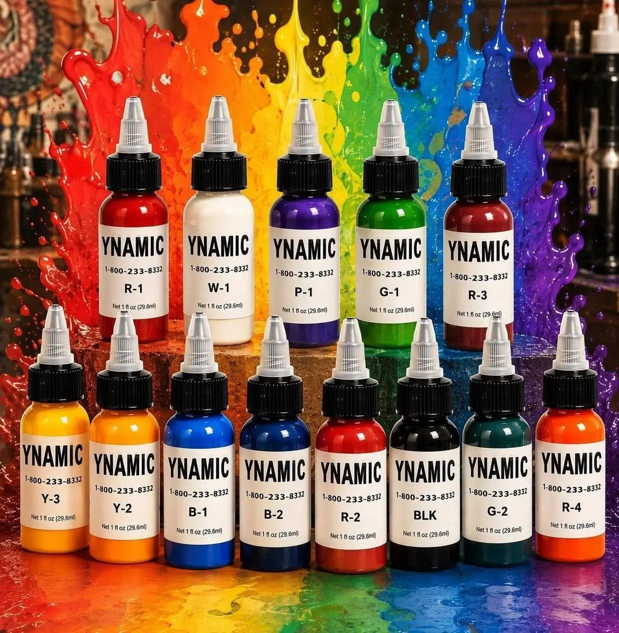Professional Tattoo Ink Set with Lipliner - 14 Colors, 10oz (30ml) Vegan Plant-Based Pigment, Smooth Application, Quick Coloring, Fade-Resistant Supplies for Tattoo Artists