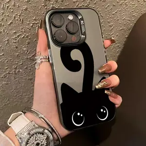 Stylish Cute Black Cat Trendy Case for iPhone 16 15 14 Pro Max 13 12 11 XR XS Plus Shockproof Anti-Scratch Durable PC Back Protective Cover