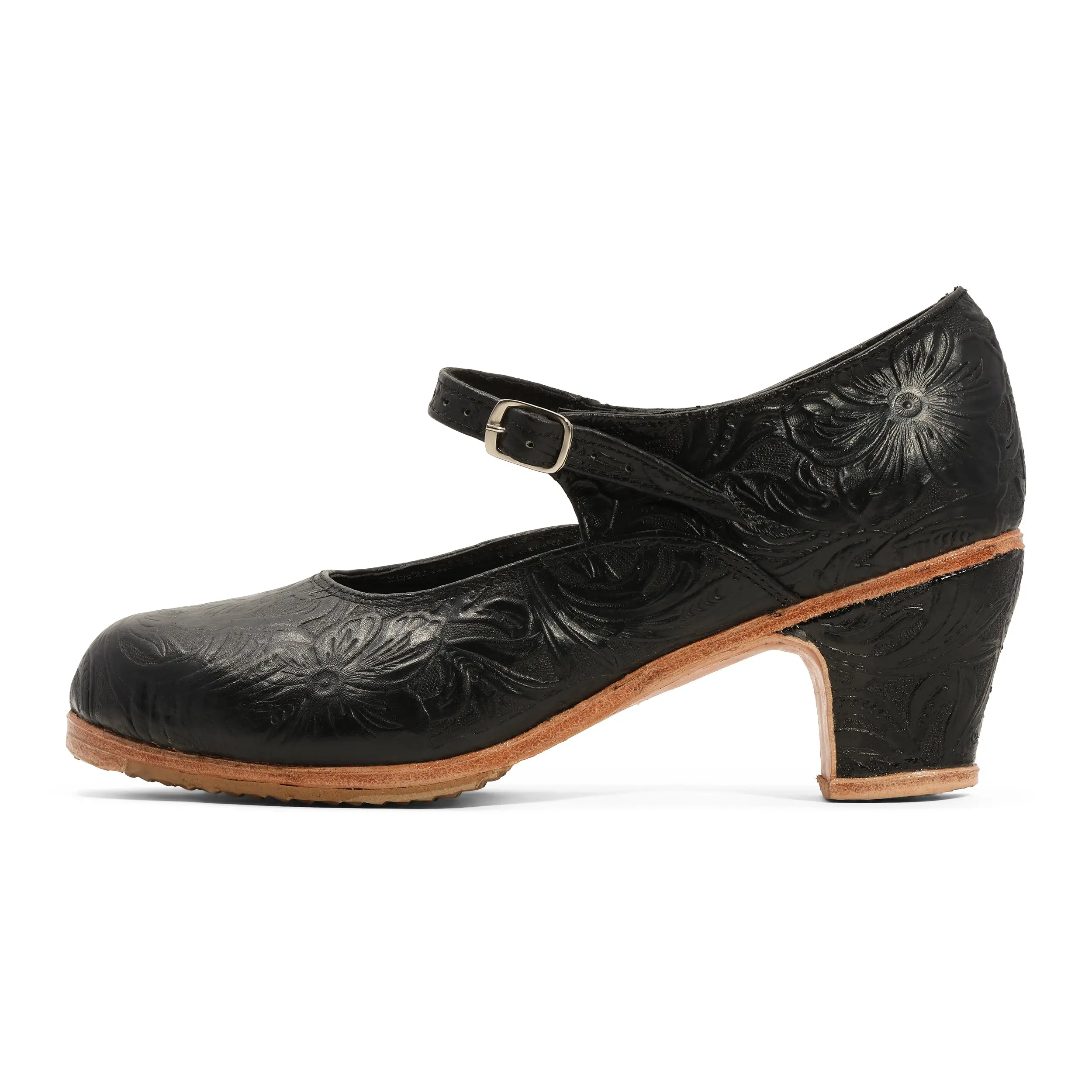 Folkicks Women's Folklorico Shoes with Nails, Leather, Embossed, 6cm Heel