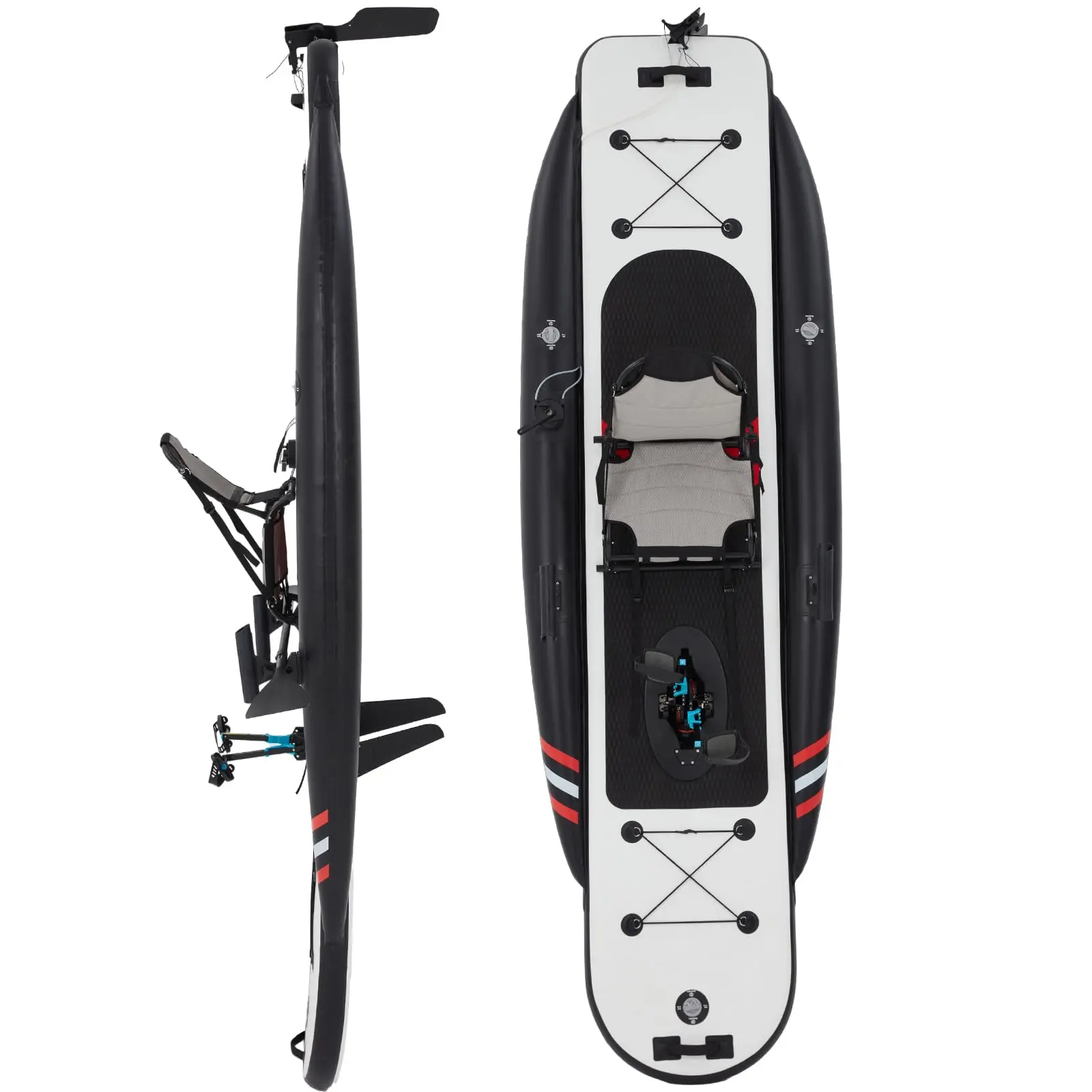 12ft Premium PVC Inflatable Pedal Fishing Kayak, Portable Lightweight Kayak with Rudder, Aluminum Seat & Full Accessories, HIN Included