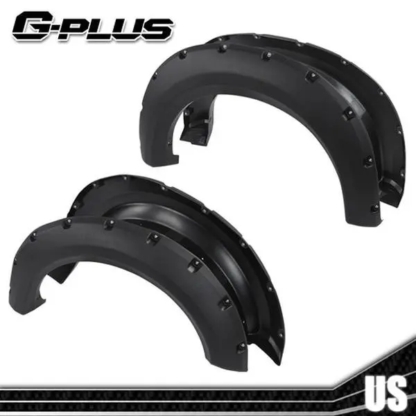 Fit For 09-2014 Ford F150 Black Pocket Rivet Style Fender Flares Wheel Cover 4PC G-PLUS