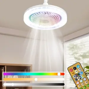 RGB Color Changing Ceiling Fan Light, Modern Design Ceiling Fan with Remote Control, LED Fan Light with Adjustable RGB Lighting and Timer for Bedroom, Kitchen, Office