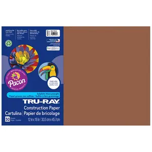 212 MAIN Tru Ray Brown Acid-Free Construction Paper, PAC103057-5, 12x18 in, 50 Sheets Per Pack, Pack of 5, Scrapbook Materials for DIY Scrapbooking, Acid-Free Paper