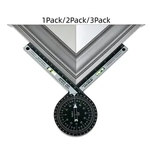 360-Degree Miter Saw Protractor, PC Plastic Woodworking Angle Gauge, Level Bubble Included, High Precision Miter Cutting Tool