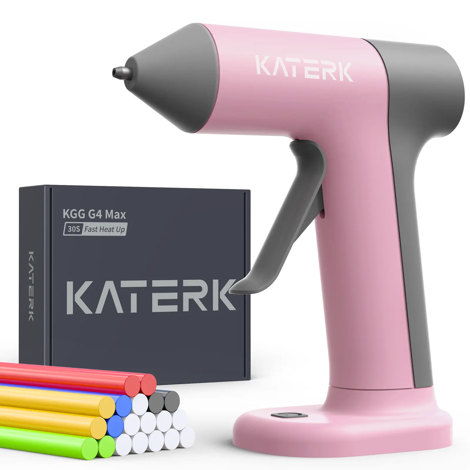 Katerk Cordless Hot Glue Gun Kit - Tools and Gadgets, Work Tools, 30 Seconds Fast Heating, Compact Portable, 2500mAh Built-in Batteries, Auto Shut-Off, 20 Glue Sticks Included, Ideal for DIY Projects & Repairs