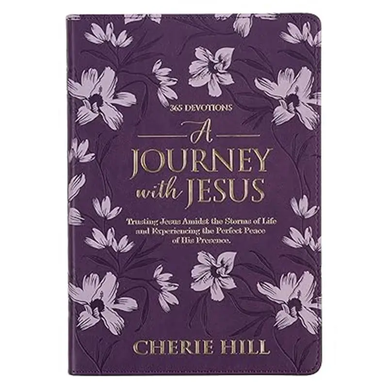 Summer Gift  A Journey with Jesus 365 Devotions for Women, Purple Floral Faux Leather Flexcover