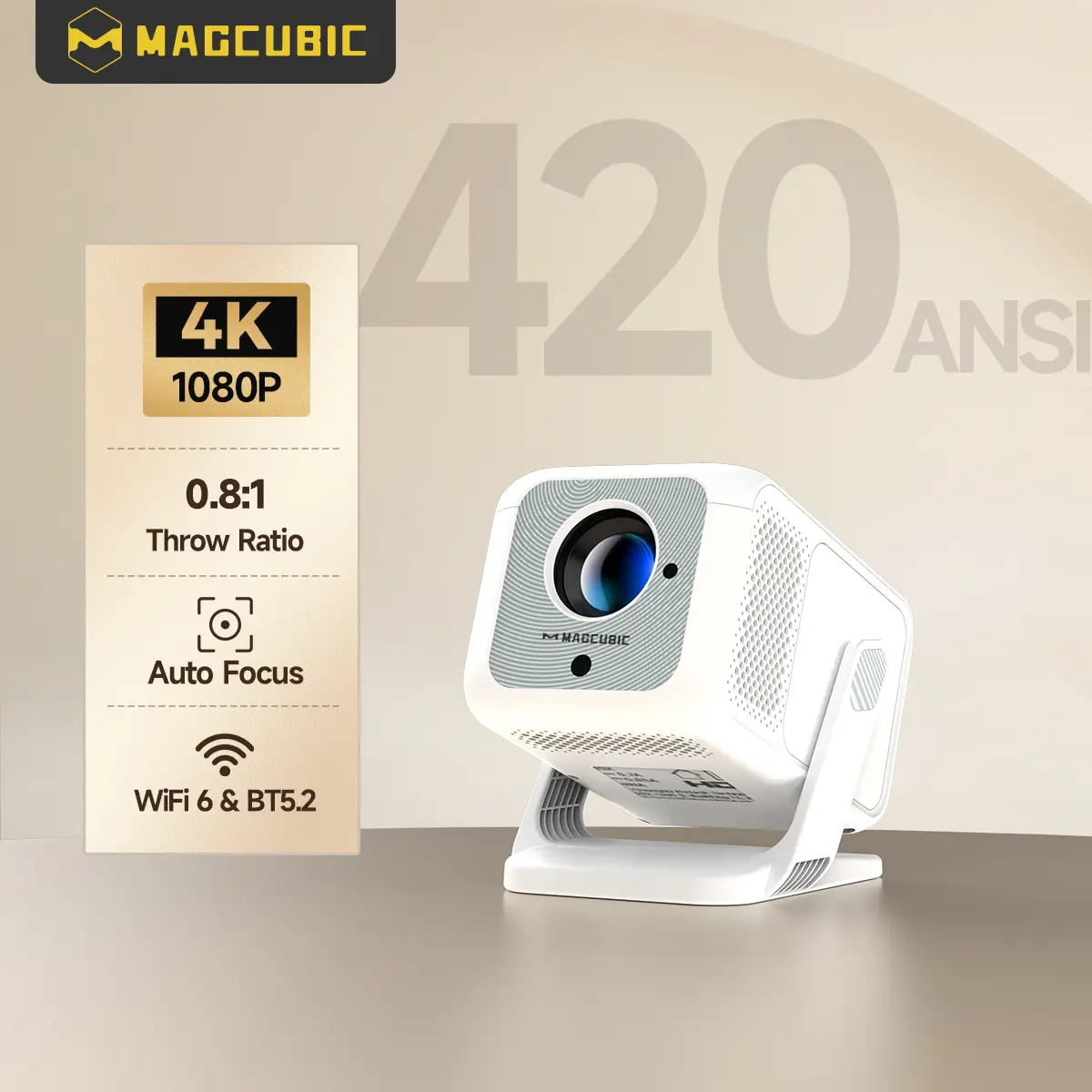 [US warehouse] Magcubic HY310X Projector 420ANSI Auto Focus & Keystone With 4K Videosource Supported Full HD 1080P Android 11 Built-in 5W Speaker BT5.2 for Outdoor Theater Stand Mini Portable Projector #SummerFinds #DealsForYouDays