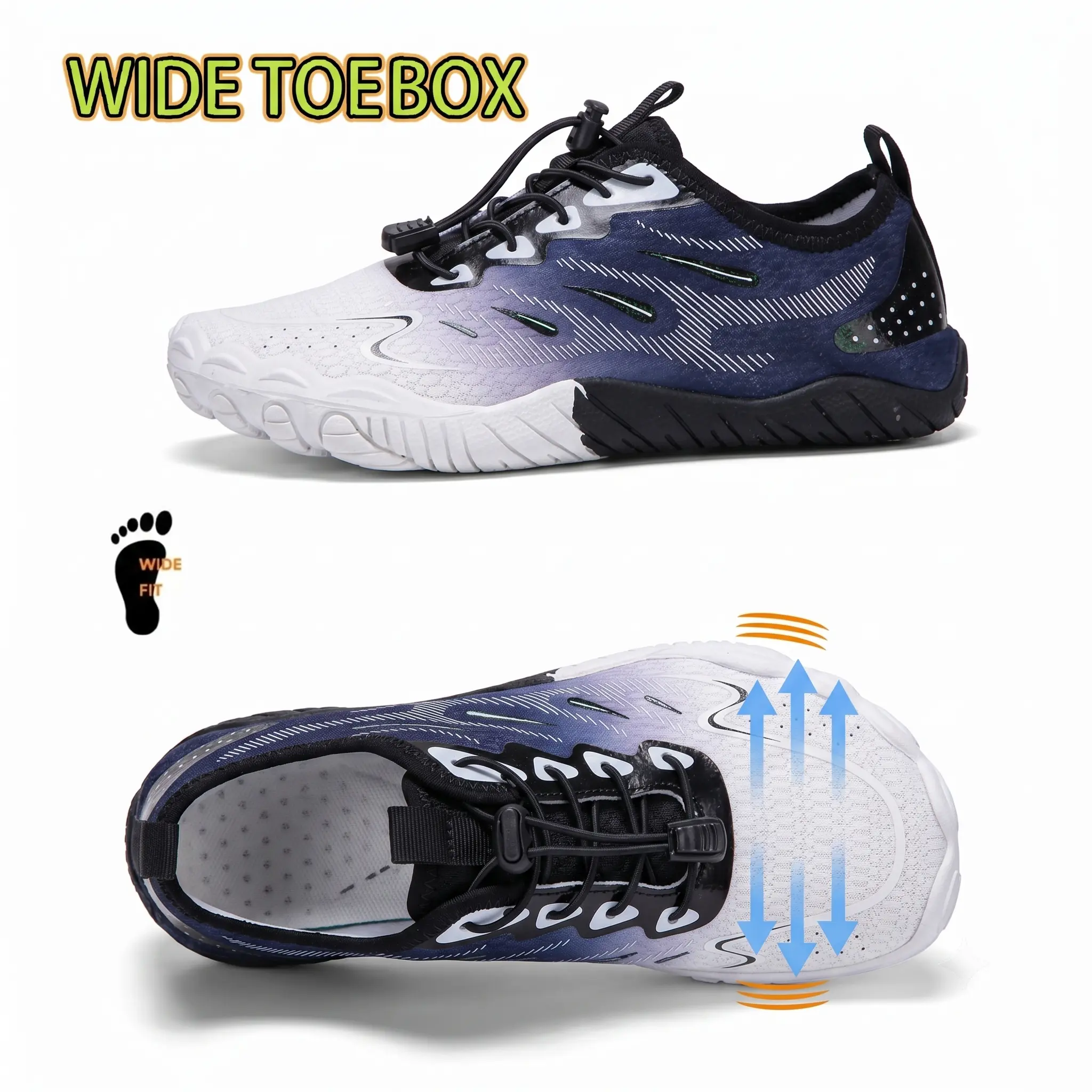 Women's Water Shoes, Breathable Gradient Mesh Barefoot Sneakers with a Wide Toe Box, Lightweight & Quick-Dry for Trail Running & Gym, Anti-Skid Women's Water Shoes, Low-Top, Aquatic Women's Water Shoes