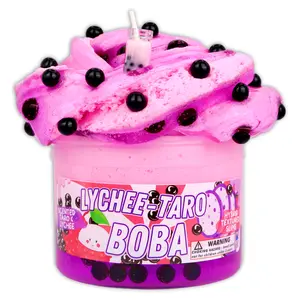 Dope Slimes - Lychee Taro Boba (8 fl/oz) - Ice-Cream Hybrid Scented Slime - Made in The USA (Pink/Purple)