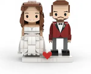 JollyJubilant Sweet Couple Gift Full Body Customizable Round Face 2 People Standing My Custom Brickfigure Granules Personalize Building Block Character