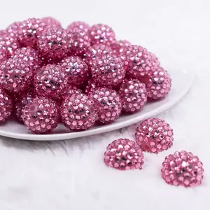 20mm Pink Rhinestone Bubblegum Beads