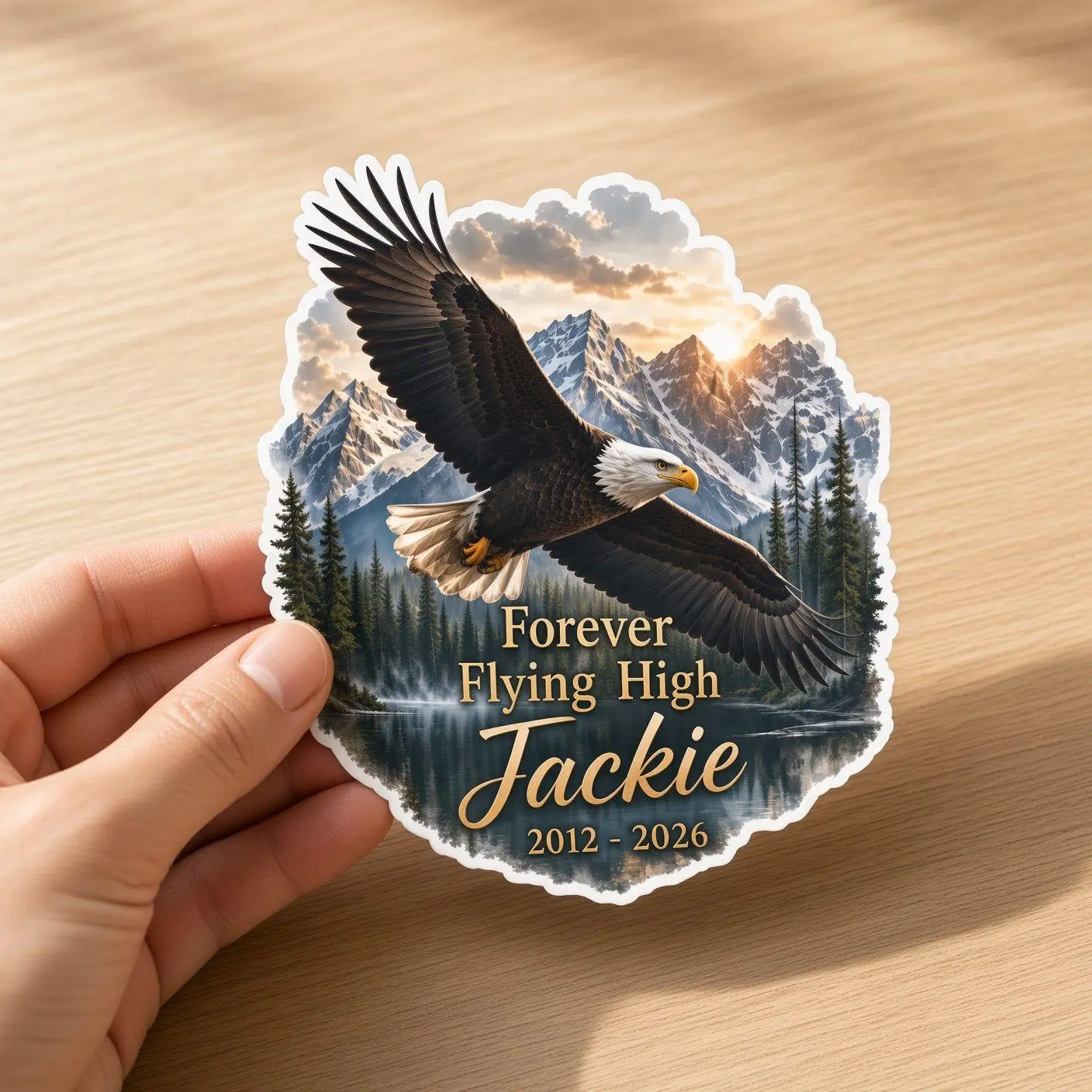 Jackie Bald Eagle Memorial Sticker, Forever Flying High 2012 2026, Big Bear Eagle Cam Tribute