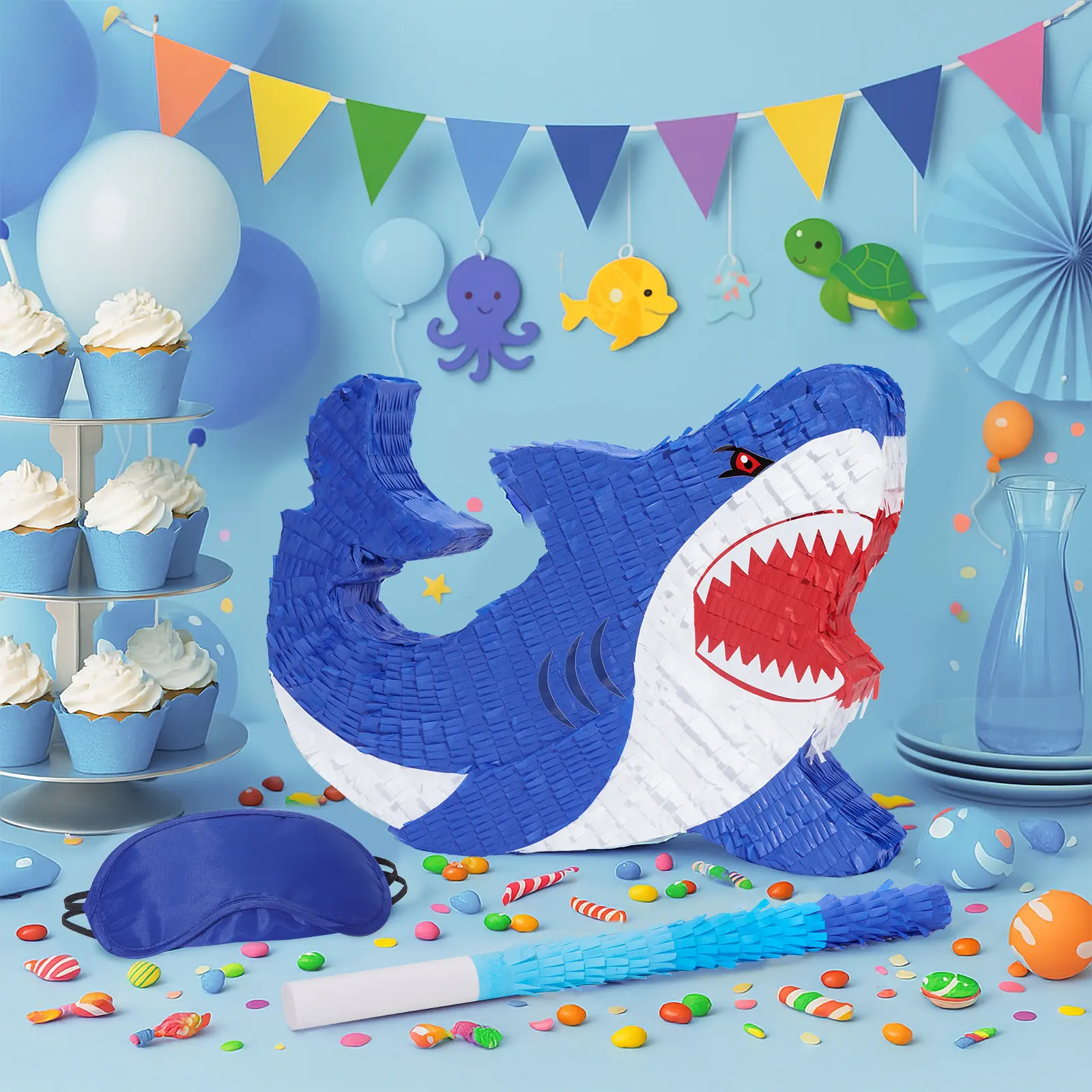 【Handmade】WERNNSAI Piñata para Fiesta Infantil Cumpleaños, Unicorn Pinata Set with Blindfold, Bat and Stick, Carnival Decorations, Birthday Party Supplies for Girls Boys Kids, Gift Basket Party Favors Assortment, Rainbow Fillable Decor (15.7"x12.2"x3.1")