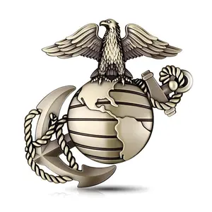 U.S.Marine Corps Car Emblem – 3D Eagle Globe Anchor Metal Decal, 3.3"x3.1" Weatherproof Military Sticker, Universal Fit for Cars, Trucks, Gifts for Veterans & Supporters