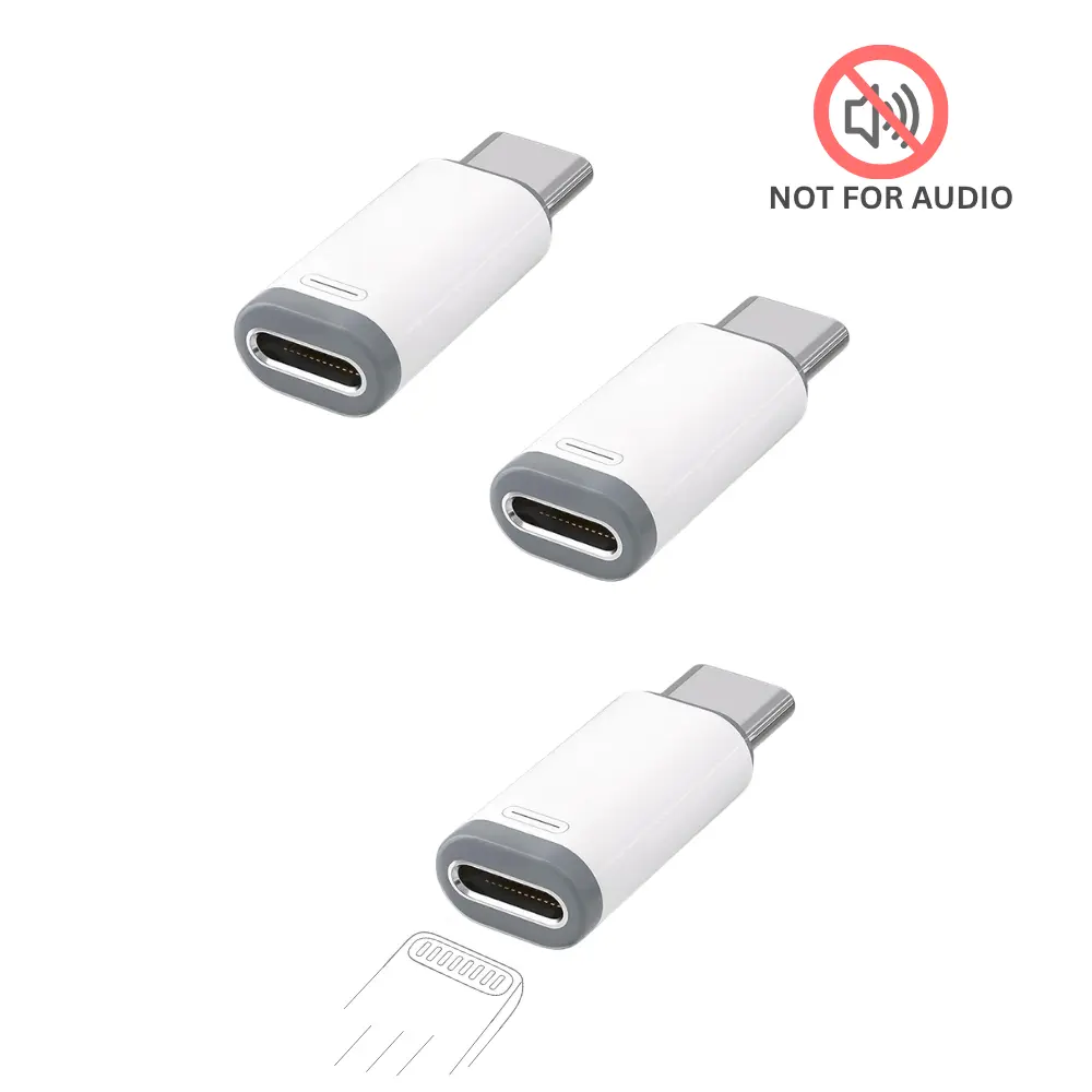 (3pcs) Lightning Female to USB C Male Adapter Compatible with Lightning Cable Connector Compatible with iPad iPhone Samsung [NOT FOR AUDIO/OTG]
