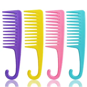 4 count Wide  Combs for Shower, Detangling With Hook - Wet and Dry Hair Wide- for Women's Everyday Use and Beauty Salon