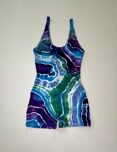LA Apparel Moon Jelly Onesie SIZE X-LARGE Colorful Geode Design Tie Dye Festival Costume Cotton Womenswear Hand Dyed USA Made
