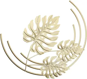 Iron Gold Leaf Wall Hanging Monstera Leaf Wall Ornaments Artistic Gold Wall Decoration for Home Bedroom Livingroom Office Wall Decor Home Decor Wall Art Sign