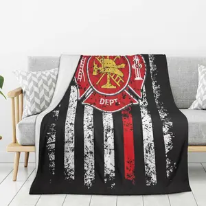 Firefighter Blanket Soft Cozy Paramedic Gifts Blankets Warm Lightweight Plush Flannel Throws Firefighter Gift for Men Women
