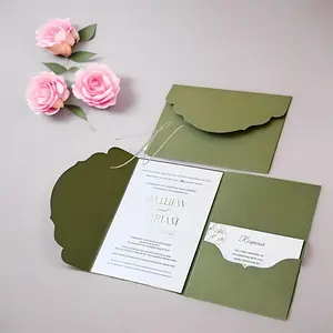 10/20Pcs Tri-Fold Pocket Wedding Invitation Envelopes Set, 5.12"X7.09" For Engagement Christening DIY Cards, Simple Customizable Covers, Party Gift