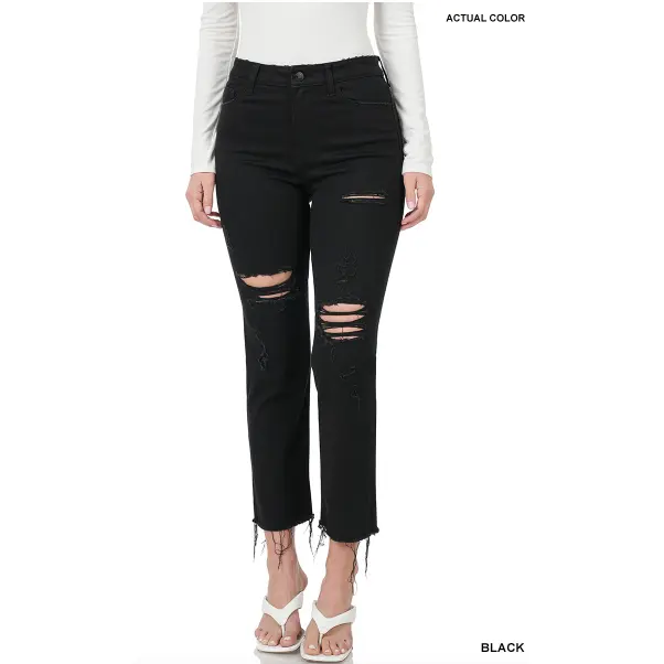 Zenana Black Cropped Skinny Jeans