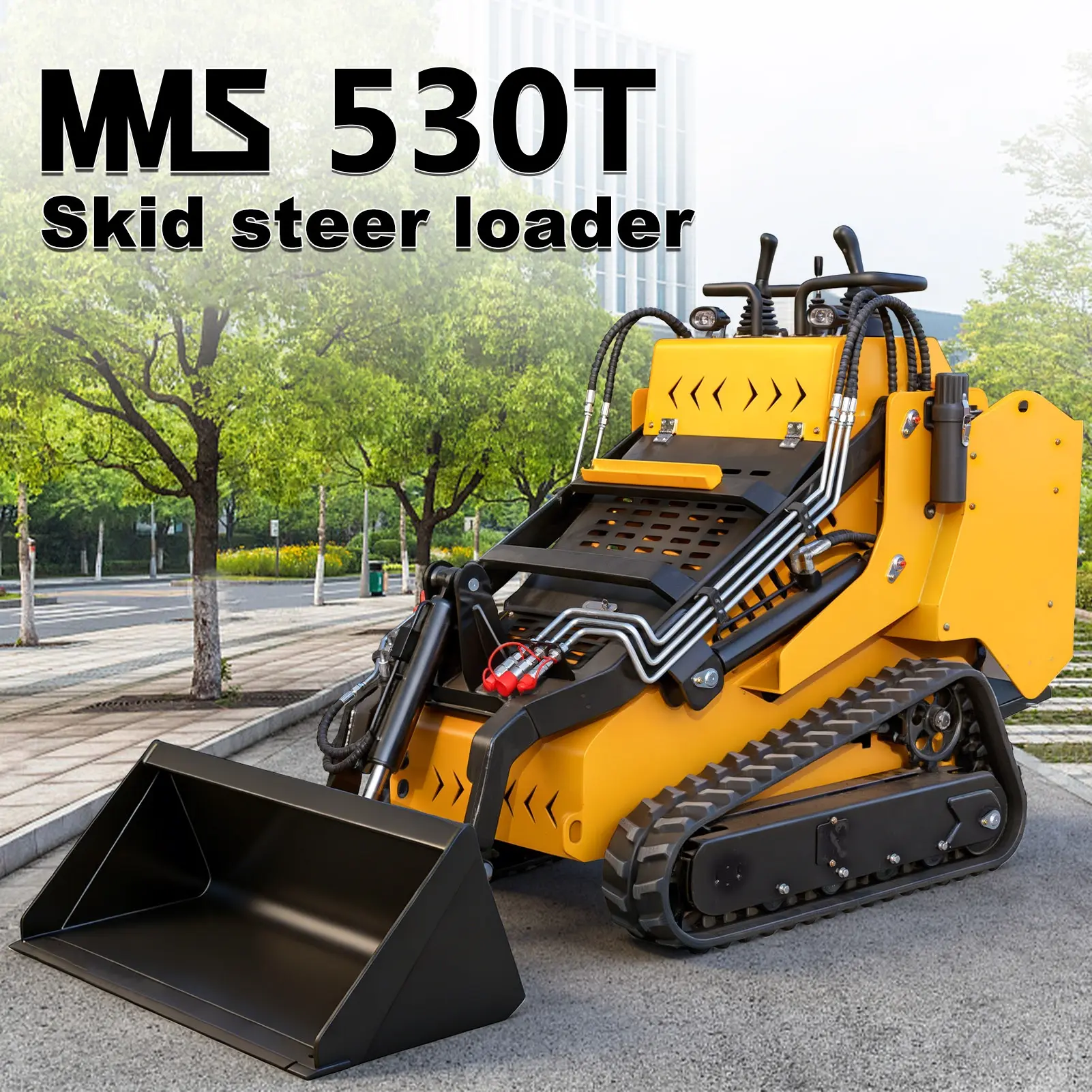 Stand-On Mini Skid Steer Loader Crawler Skid Steer With Quick-Attach Bucket And Forks Compact Skid Steer Loader For Tight Space Farm Work, Orchard Cleaning & Nurseries