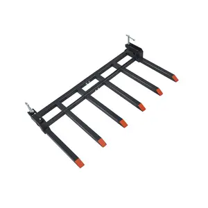 Heavy Duty Clamp On Debris Forks for 58 in Tractor Bucket, 4400 LB Capacity, Quick Attach 6 Tines Pallet Forks, Rust Resistant for Farm, Warehouse, Black