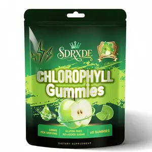 Clorofila SDRXDE Chlorophyll Gummies 400mg Per Serving Sugar Free Vegan NSF Certified Plant Based Supplement with Vitamin A C D E B12 60 Count for Adult Daily Wellness, Gummy Vitamins Supplements, B12 Vitamins SupplementsClorofila
