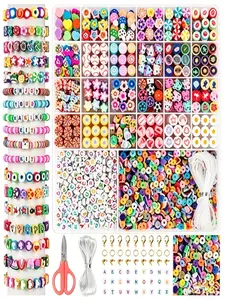 3600pcs Polymer Clay Bead Jewelry Making Kit, 24 Random Styles, Cartoon Soft Clay Beads, DIY Beads Assortment, DIY Bracelets Earrings, Beaded Bracelet Set, Gift for Girls