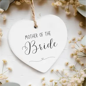 Mother of the Bride Wedding Day Ceramic Heart Ornament – A Beautiful Wedding Favour and Keepsake for the Special Day