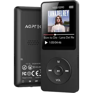 SUNDAY MIRTH Button-Controlled 32GB Black Portable MP3 Player - 1.8-in Screen, Bluetooth 5.3, Built-in Speaker, FM Radio, Voice Recorder, Audio Playback Support, Up to 128GB Expandable Memory