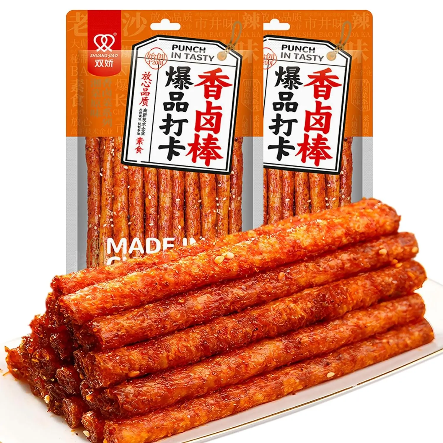SXETBEAN Spicy Latiao Strips (2 Pack, 3.8 oz Each) - Authentic Chinese Spicy Wheat Sticks Snack