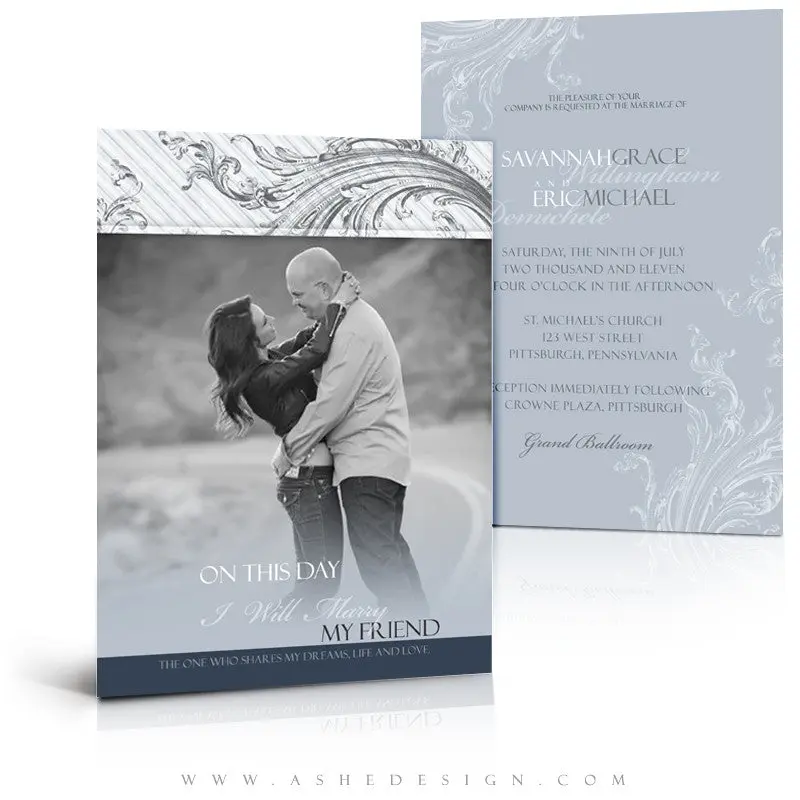 5x7 Flat Wedding Invitation - Wings of Love