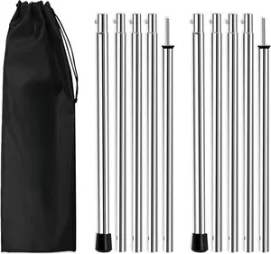 Telescoping Tent Poles Adjustable Tarp Poles Camping Stainless Steel Lightweight Tent Poles for  Sun Sails Canopy Awning Shelter Backpacking Hiking 78 in Set of 2