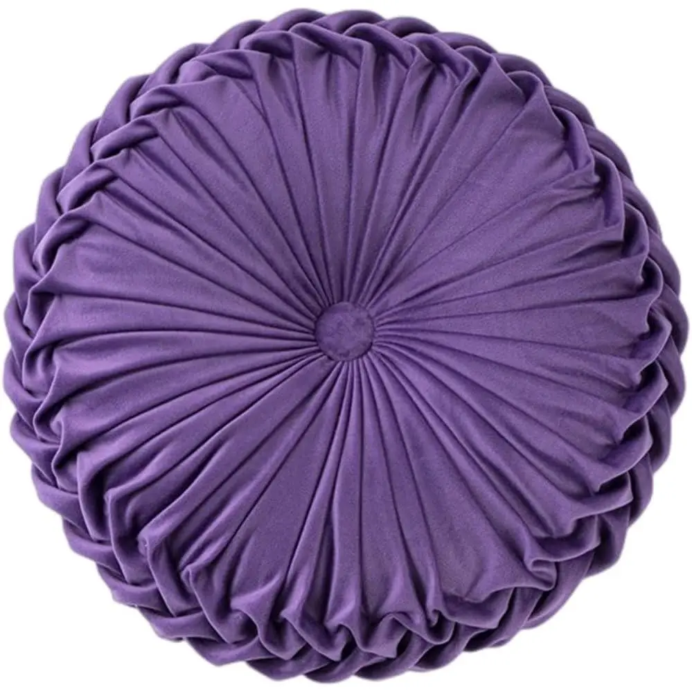 Round  Pillow, Sofa Bed Bedroom Decorative Throw Pillow (38cm, Dark Purple)