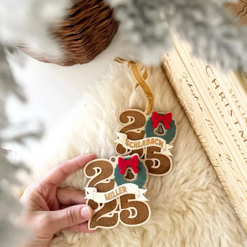Personalized Ornament - 2025 Design with Festive Bow Decoration for Personalization