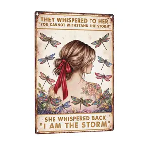 Inspirational Positive Quotes Wall Decor - She Whispered Back I Am The Storm - Hippie Boho Wall Art - Motivational Poster - Encouragement Gifts for Women - Rustic Bedroom Living Room Home Office，graduation gifts，mini gifts for coworkers wall
