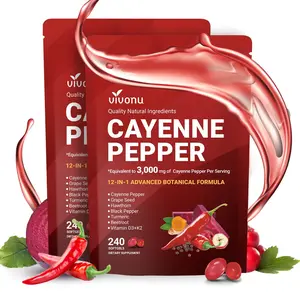 VivoNu Cayenne Pepper Softgels Supplement, Supports Leg Vein, Heart and Blood Vessel Health, with Vitamin E D3+K2 and Extracts of Grape Seed, Hawthorn, Beetroot and Others (240 Softge /1 Bag) SummerVibes