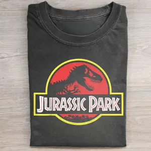 Vintage Jurassic Park Logo Graphic Tee - Jurassic Park Movie Shirt - Dinosaurs Shirt - Alan Grant, Ellie Sattler, Ian Malcolm Shirt - T Rex aka Rexy Shirt - Iconic 90s Movies Shirt - Adventure Movie Shirt - Gift for Jurassic Park Fans