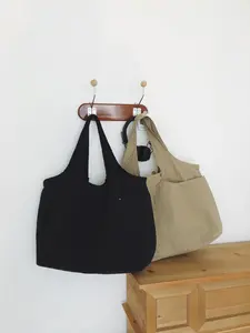 Large capacity casual versatile tote bag, solid color canvas shopping bag, suitable for work, shopping, outdoor sports, commuting, armpit bag, Canvas Tote Bags