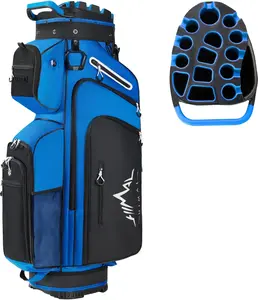 UNIHIMAL 14-Way Golf Cart Bag, Premium Full Length Golf Bag for Men with Magnetic Leather Pocket, Handles and Rain Cover