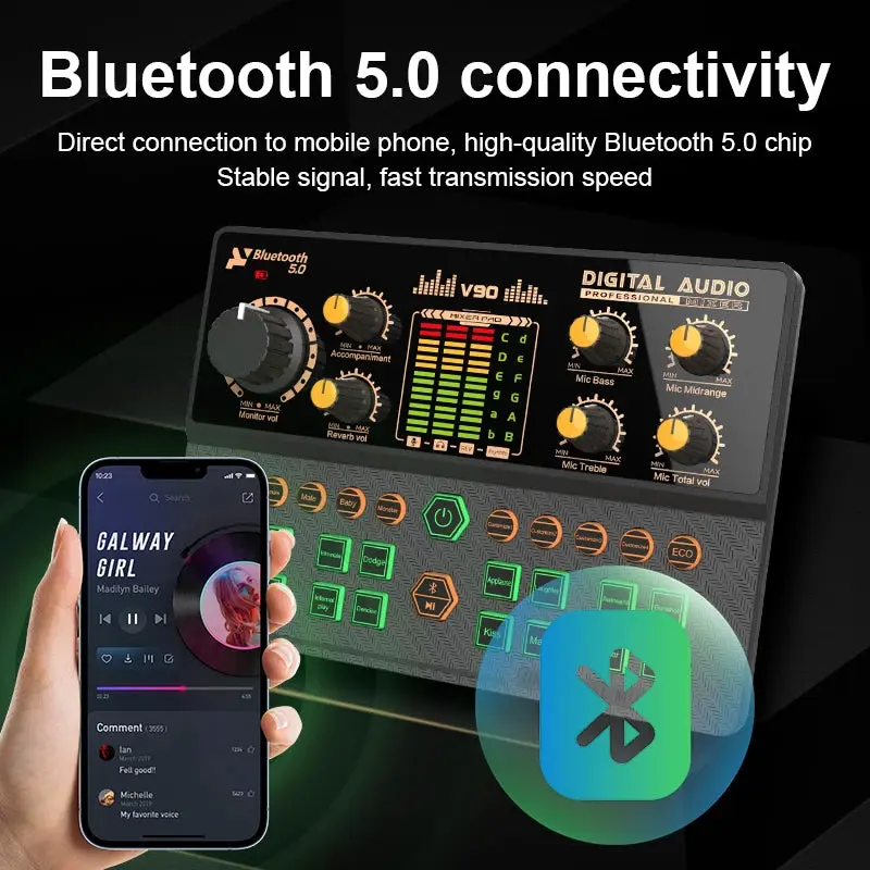 Gaming Audio Mixer with Bluetooth and Voice Changer