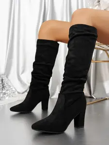New Women's Chelsea Boots, Fashion Versatile Skinny Boots, High Heel Chunky Sole, Elevator Long Tube Boots, Elegant Boots, Comfortible All Occasion Wear