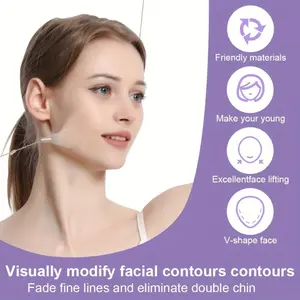 Invisible Facial Tape Set with Adjustable Elastic Strap, Reusable Clear Skin Tightening Bandage, Neck Chin Dual Jaw Care, Facial Lifting Tape, Double Chin Care
