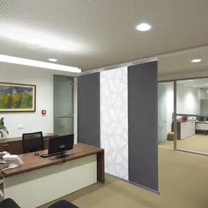 3-Panel Single Rail Panel Track Blind Extendable 36"-66"W x 91.4"H, Panel width 23.5", Shattered, Woven Gray