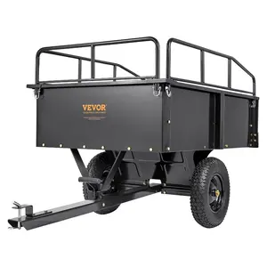 fathersdaygift VEVOR Heavy Duty ATV Trailer Steel Dump Cart, 750-Pound 15 Cubic Feet, Garden Utility Trailer with Removable Sides for Riding Lawn Mower Tractor