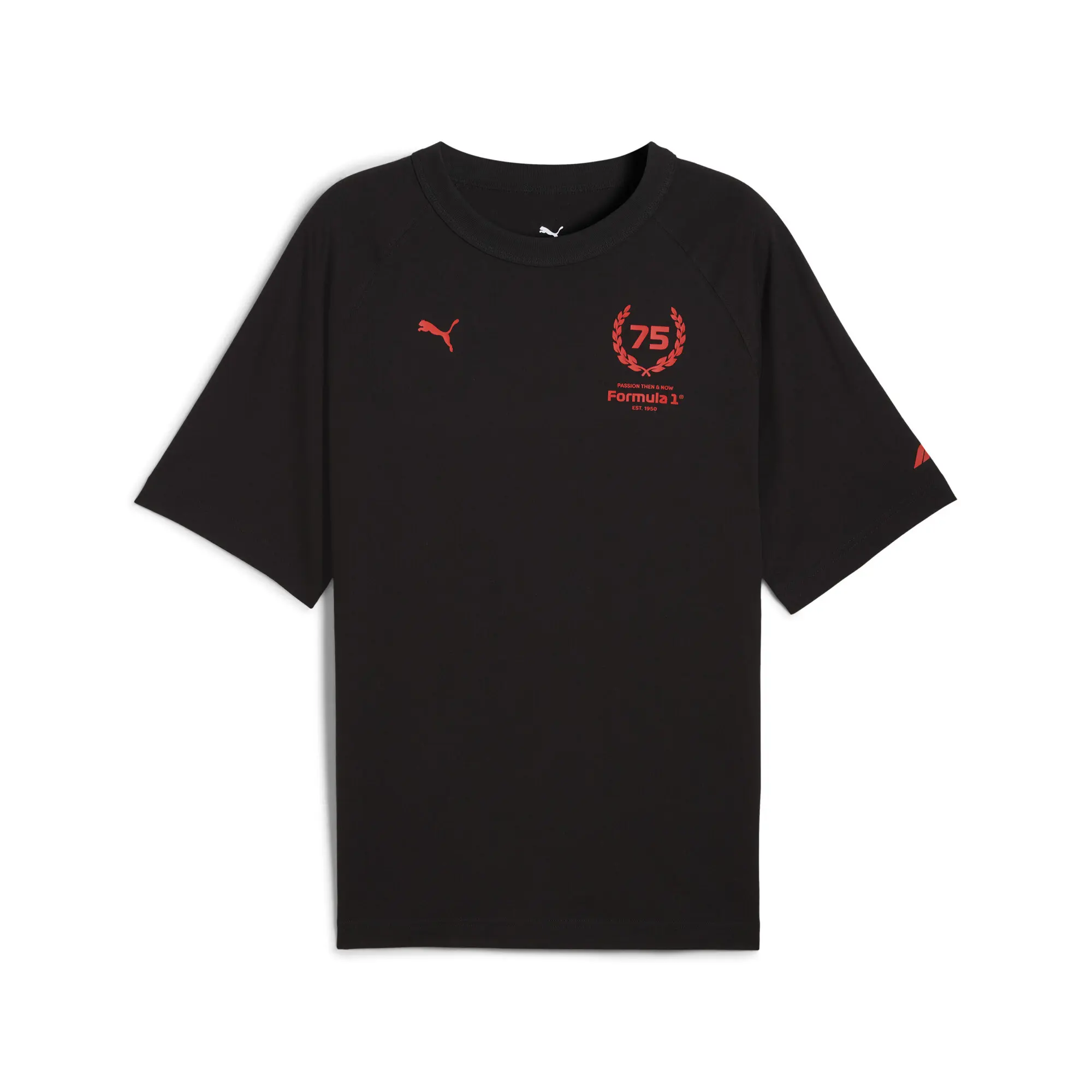PUMA Mens Formula 1 75 Years Relaxed Crew Neck Short Sleeve Casual Tops Casual - Black
