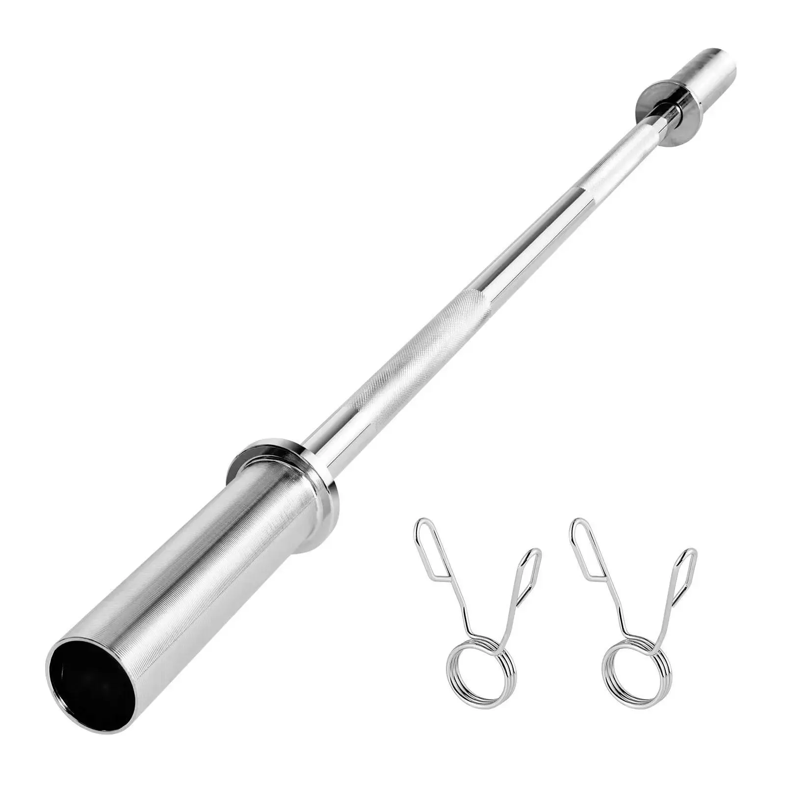 4FT Standard Barbell Bar, 2-Inch Weight Plate Compatible Lifting Bar, 500LBS Solid Steel Barbell with Chrome Plated Anti-Oxidation Finish, 360° Rotating Sleeve & Deep Knurled Anti-Slip Grip, Multipurpose Weight Lifting Bar for Full Body Strength Training